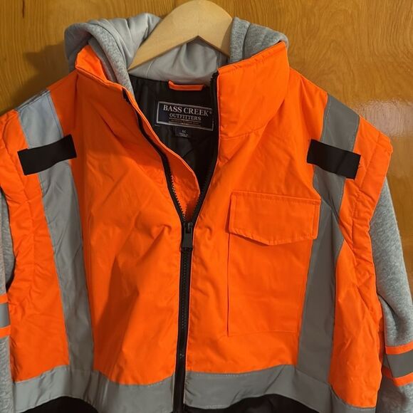 Orange Work Jacket Mens Medium Reflective - Picture 3 of 4